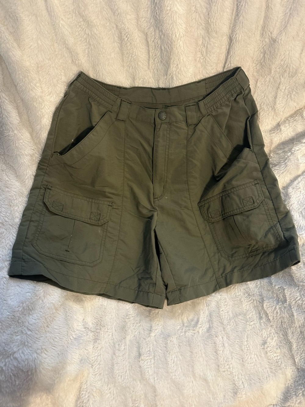 L.L. Bean Olive Green Cargo Shorts with Flap Pockets